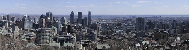 Panoramic view of downtown Montreal from the Mount Royal Lookout - by David Segelstein